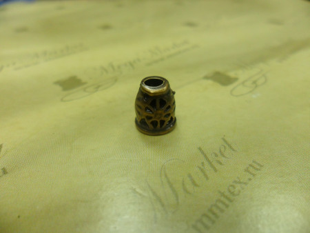 Концевик №7933 колокольчик маленький,с рисунком-металлиз. (уп.500шт)