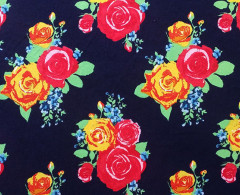 Полотно трикотажное Масло набивнoe СОФТ, п/эстер 92%, лайкра 8%, 180гр, шир 150см 