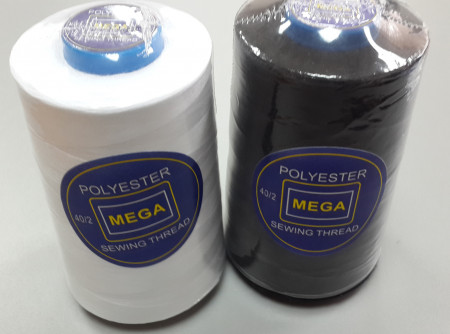Нитки 40/2 Mega New (5000ярд) кор.120шт (Черный)